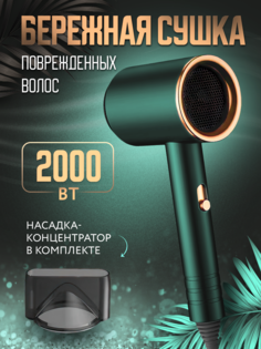 Фен NoBrand 180863800 2000 Вт зеленый