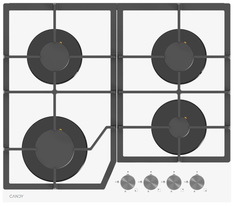 Встраиваемая варочная панель газовая Candy CHXG64CNW белый