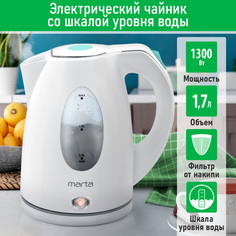 Чайник электрический Marta MT-4638 1.7 л белый, зеленый