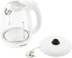 Чайник электрический Hyundai HYK-G3805, 2200Вт, белый и прозрачный