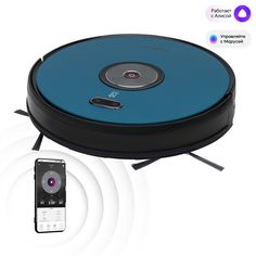 Робот-пылесос Polaris PVCR 3200 IQ Home Aqua голубой, черный