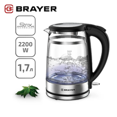 Чайник электрический Brayer BR1062 1.7 л серебристый, черный