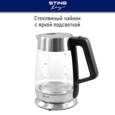 Чайник электрический StingRay ST-KT3002A 2 л серебристый, черный