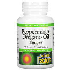 Пищевая добавка Natural Factors, комплекс масла перечной мяты и масла орегано, 60 шт