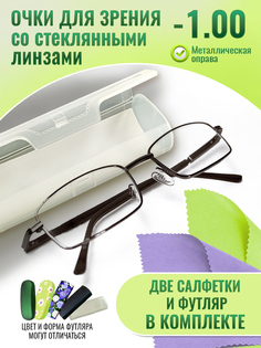 Очки optika brand, для зрения, корригирующие, стеклянные линзы-1.00