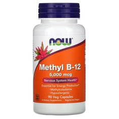 Витамин В12 NOW Methyl Vitamin B-12 5000 мкг Methylcobalamin 90 капсул