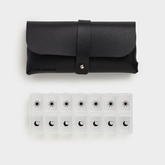 Органайзер для таблеток Compact black с чехлом 17х8 см, 7 дней черный Kuchenland