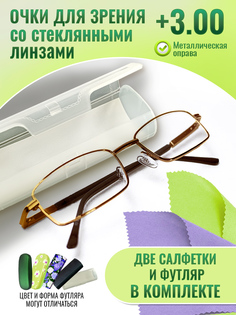 Очки optika brand, для зрения, корригирующие, стеклянные линзы +3.00