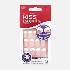 Накладные ногти c клеем Kiss Everlasting Ультра стойкий французский маникюр EF05