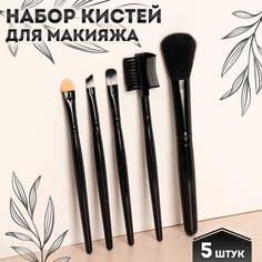 Набор кистей для макияжа, 5 предметов, цвет чёрный 3738510 Queen Fair