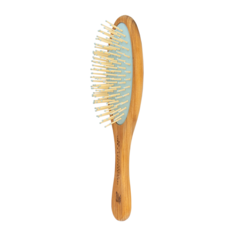 Расческа массажная PRBRUSH LEI 221 дерево, пластиковые зубцы, голубая подушка