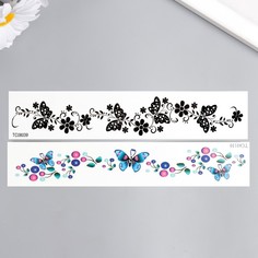 Татуировка на тело "Бабочки в цветах" МИКС 16х3 см (5 шт.) Tattoo
