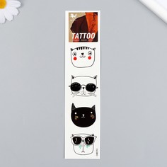 Татуировка на тело черная "Крутые коты" 20,8х4,7 см No Brand