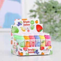 Бальзам для губ Fruit Juice Газировка, увлажняющий, микс цветов и ароматов 24 шт No Brand