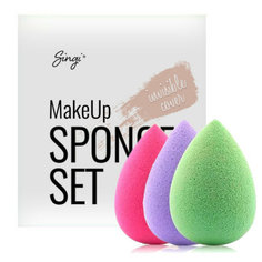 Набор спонжей для макияжа глаз Singi Light Green Hot Pink Purple 3х3см