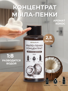 Жидкое мыло AROMAFLOW мыло-пенка, концентрат Кокос, 200 мл