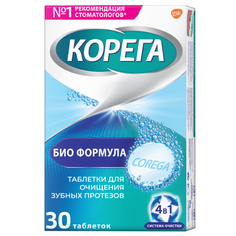 Таблетки Корега Био Формула для очищения зубных протезов, 30 шт Corega