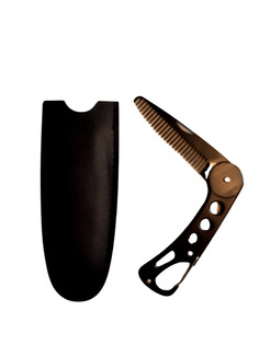 Расческа KF для усов, бороды и волос складная, металлическая с чехлом K+F