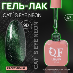 Гель-лак для ногтей Queen Fair Cat`s eye Neon, 3-х фазный, LED UV, тон 43, 10 мл