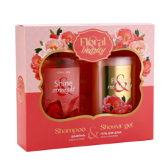 Подарочный набор URAL LAB FLORAL&BEAUTY Пион и малина, гель для душа, шампунь, 2х295 мл