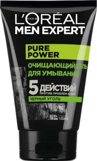 Гель для умывания LOreal Paris Men Expert Черный Уголь мужской, очищающий 100 мл