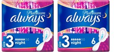 Женские прокладки Always Ultra Platinum Collection Night Single, 6 шт х 2 упаковки