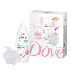 Подарочный набор DOVE фисташковый крем-гель для душа 250 мл и мочалка