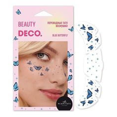 Татуировки переводные для лица Deco Fairycore by Miami tattoos Blue butterfly