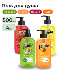 Набор гелей для душа Jundo 500мл 4шт манго авокадо вишня и цитрус
