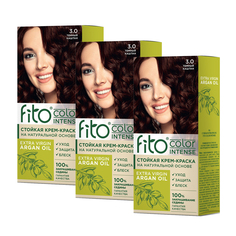 Стойкая крем краска для волос Fito Косметик Intense 3.0 Темный каштан 3 шт по 115 мл