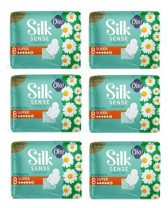 Прокладки Ola! Silk Sense Classic Wings Singles Super, солнечная ромашка, 8 шт х 6 уп