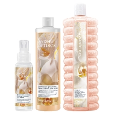 Набор Avon Senses Истинная роскошь пена 1л крем-гель для душа 500мл и спрей 100мл