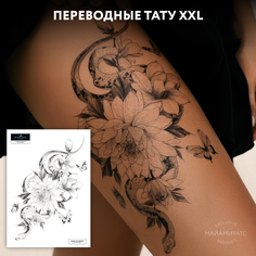 Переводное тату Miamitats большое на бедро Snake in Flowers