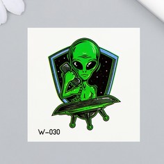 Татуировка на тело цветная "Звонок из космоса" 6х6 см No Brand