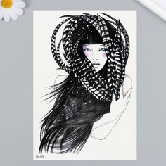 Татуировка на тело цветная "Девушка в перьях" 21х14,8 см No Brand