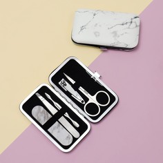 Набор маникюрный Мрамор, 5 предметов, в футляре No Brand