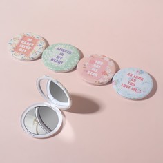 Зеркало складное Надписи, d 7,5 см, рисунок МИКС No Brand