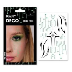 Переводное тату Deco Cyberpunk by Miami tattoos neon girl