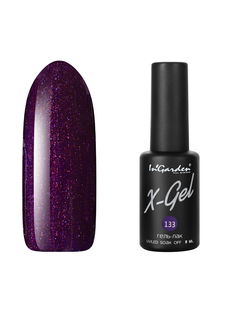 Гель лак для ногтей In’Garden X-Gel N° 133 шеллак фиолетовый с блестками плотный 8 мл Ingarden