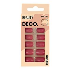 Набор накладных ногтей Deco Essential Berry с клеевыми стикерами 48 шт