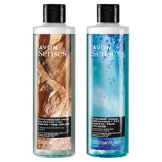 Шампунь-гель Avon Senses мужской Экстремальный заряд Бодрящий океан 2шт 250 мл
