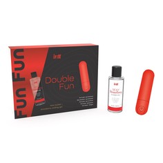 Подарочный набор Double Fun: перезаряжаемая вибропуля и гель на водной основе Intt