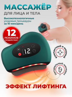 Электрический массажер для лица гуаша зеленый 1шт No Brand