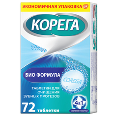 Таблетки для очищения зубных протезов Корега Био Формула, 72 шт Corega