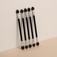 Набор аппликаторов для теней, 5 шт, 11,5 см, двусторонние, цвет чёрный/серебристый Queen Fair