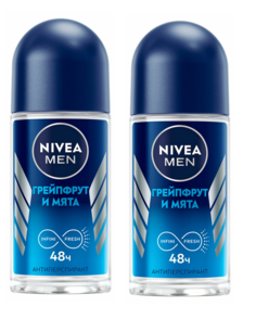 Дезодорант Nivea шариковый For Men Грейпфрут и мята, 50мл х 2 шт