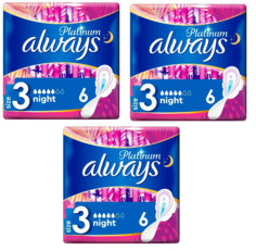 Прокладки Always Ultra гигиенические Platinum Collection Night Single, 6 шт х 3 уп