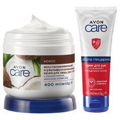 Крем Avon Care с миндальным маслом 75 мл Мультифункциональный с кокосом 400 мл