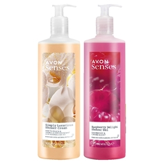 Гели для душа Avon Senses Малиновое удовольствие 720 мл Истинная роскошь 720 мл