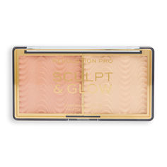 Палетка Revolution PRO для лица бронзер хайлайтер Sculpt Glow Palette LightMedium